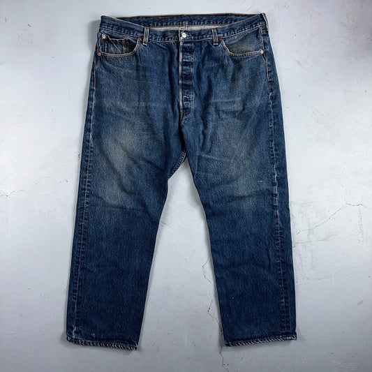 Levis 501 Vintage 90s USA XX Straight Leg Jeans Blue Med Wash 44x32 Act 40x28