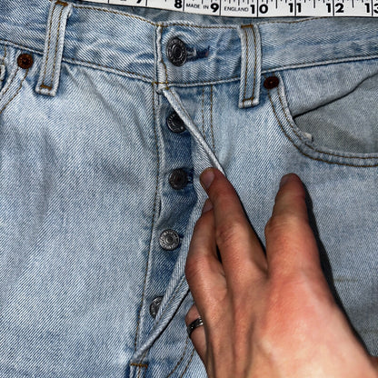 Levis 501 Vintage 90s USA XX Straight Leg Jeans Blue Light Wash 33x34 Act 31x32