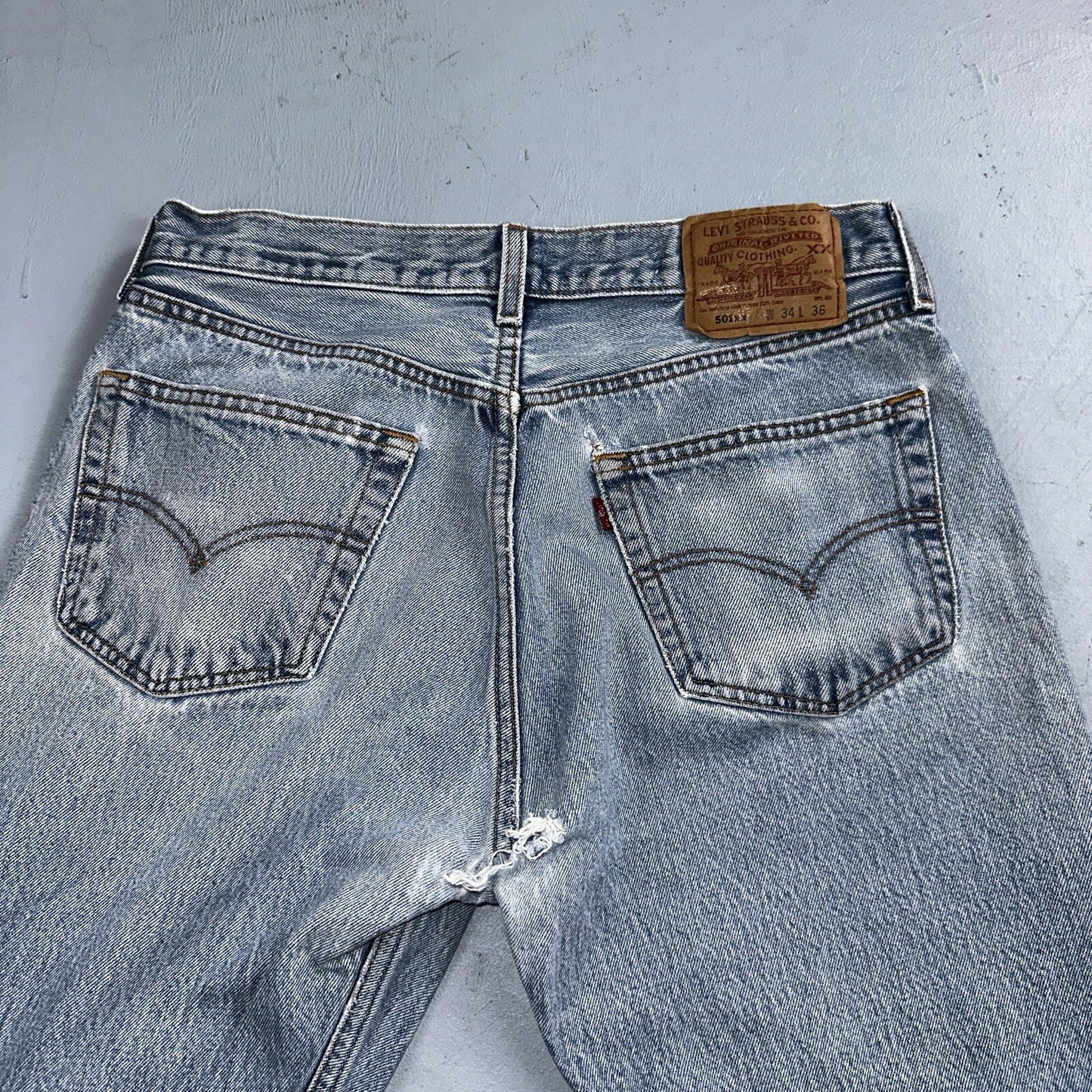 Levis 501 Vintage 90s Mexico Straight Leg Jeans 34x36 Y2K Light Wash Act 31x31