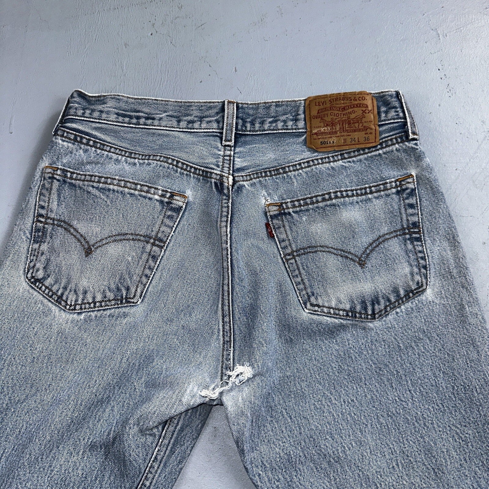 Levis 501 Vintage 90s Mexico Straight Leg Jeans 34x36 Y2K Light Wash Act 31x31