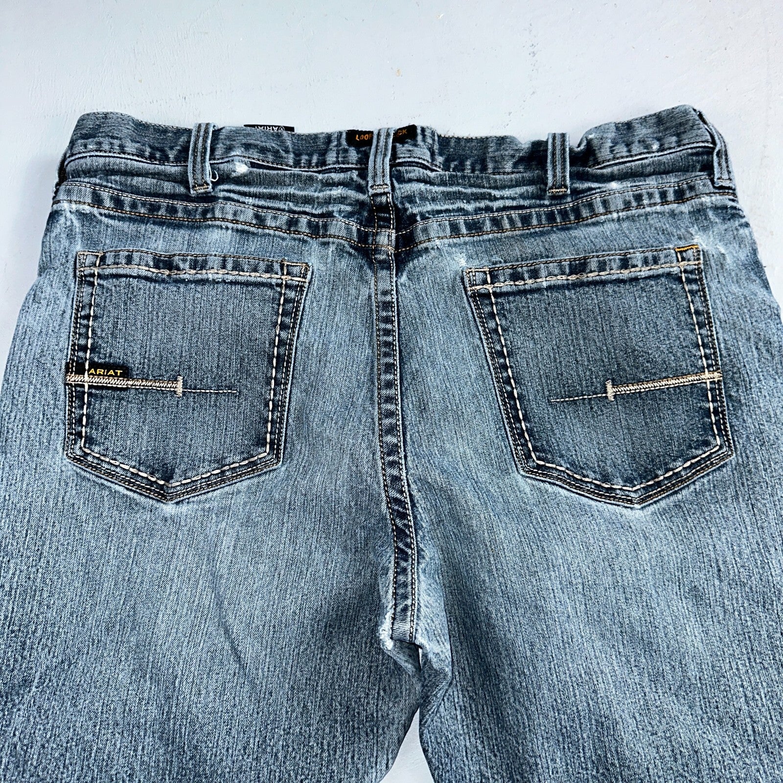 Ariat Rebar Jeans Men's 40x30 Blue M4 Low Rise DuraStretch Edge Boot Cut Western