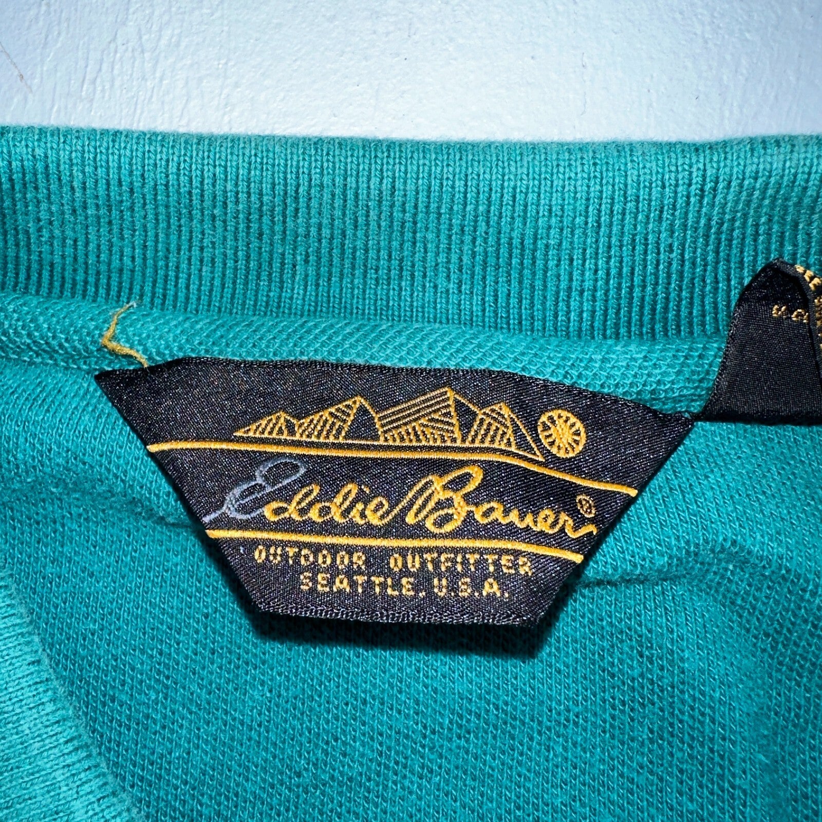 Eddie Bauer Vintage Polo Shirt Mens XL Green Collar Classic Preppy Knit 90s