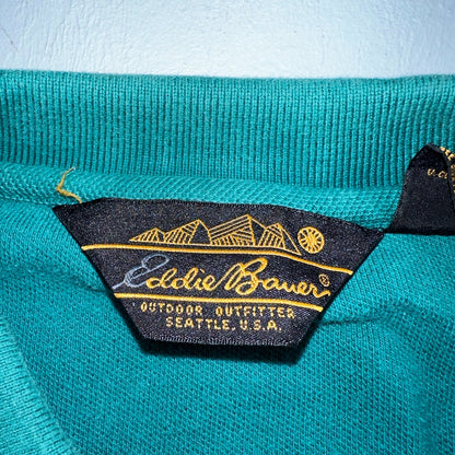 Eddie Bauer Vintage Polo Shirt Mens XL Green Collar Classic Preppy Knit 90s