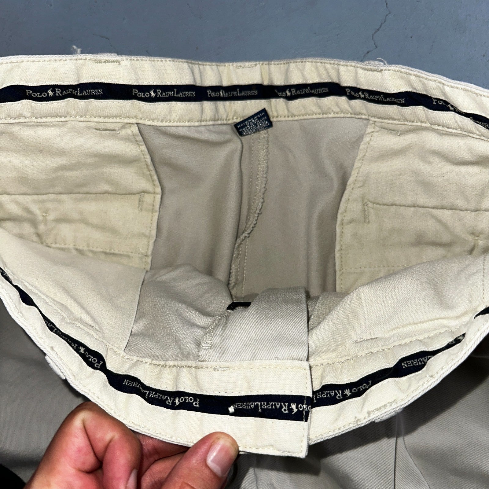 Polo Ralph Lauren Chino Pleated Shorts Mens 34 Beige Khaki 100% Cotton Vintage