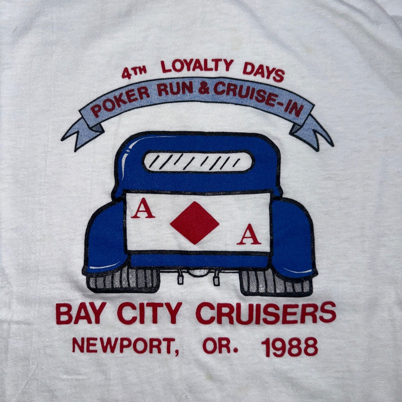 Poker Run Newport Oregon VTG T Shirt 1988 80s Cars Ace Diamond Gamble Cars Cool