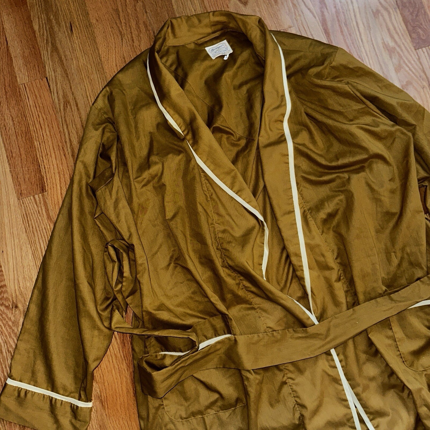 Vintage Pleetway 60s Lounge Robe Smoking Jacket Brown Yellow Toga XL Rockabilly