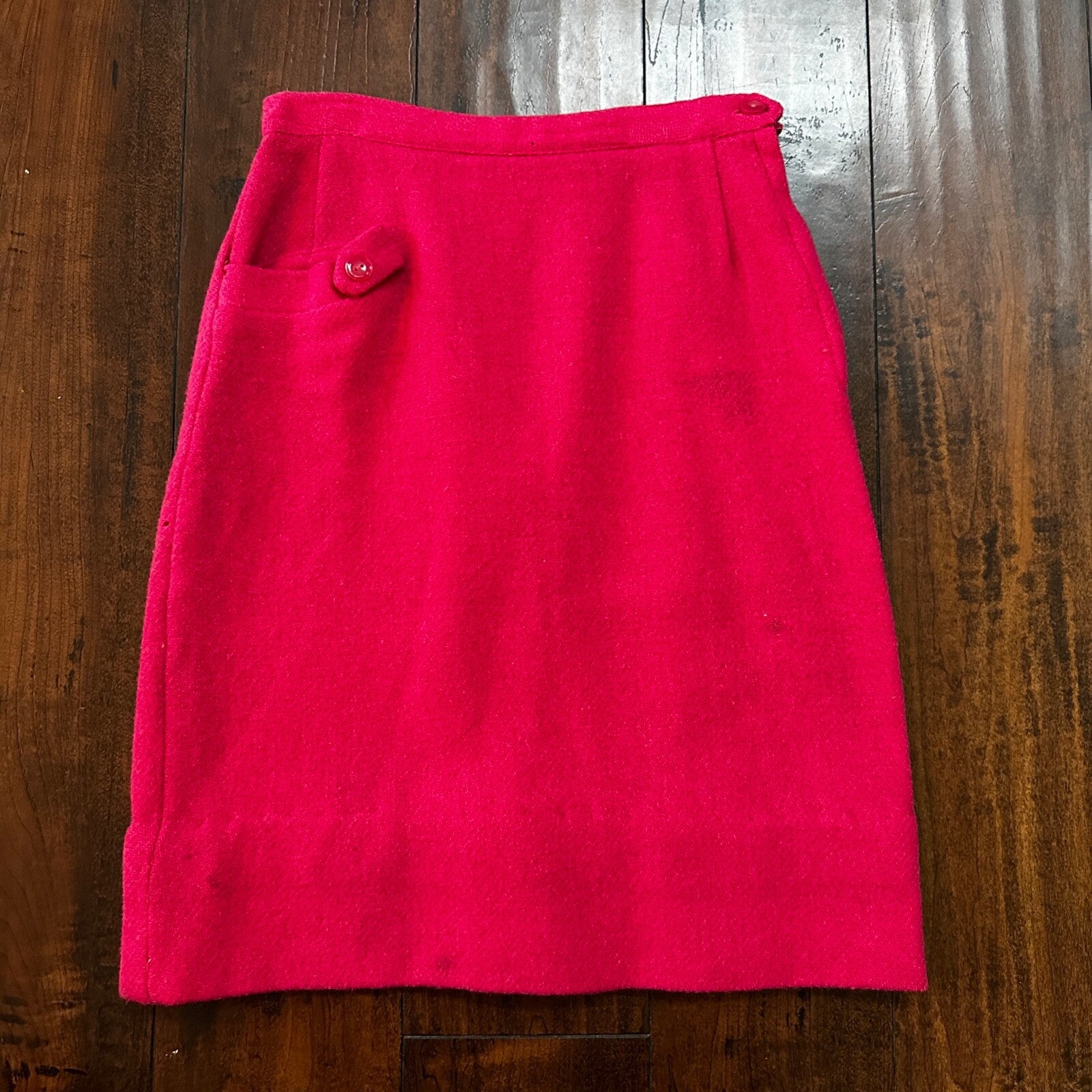 VTG USA Rockabilly Womens Dress Skirt 60s 70s Bottom Plaid Cute Pink Barbie Wool