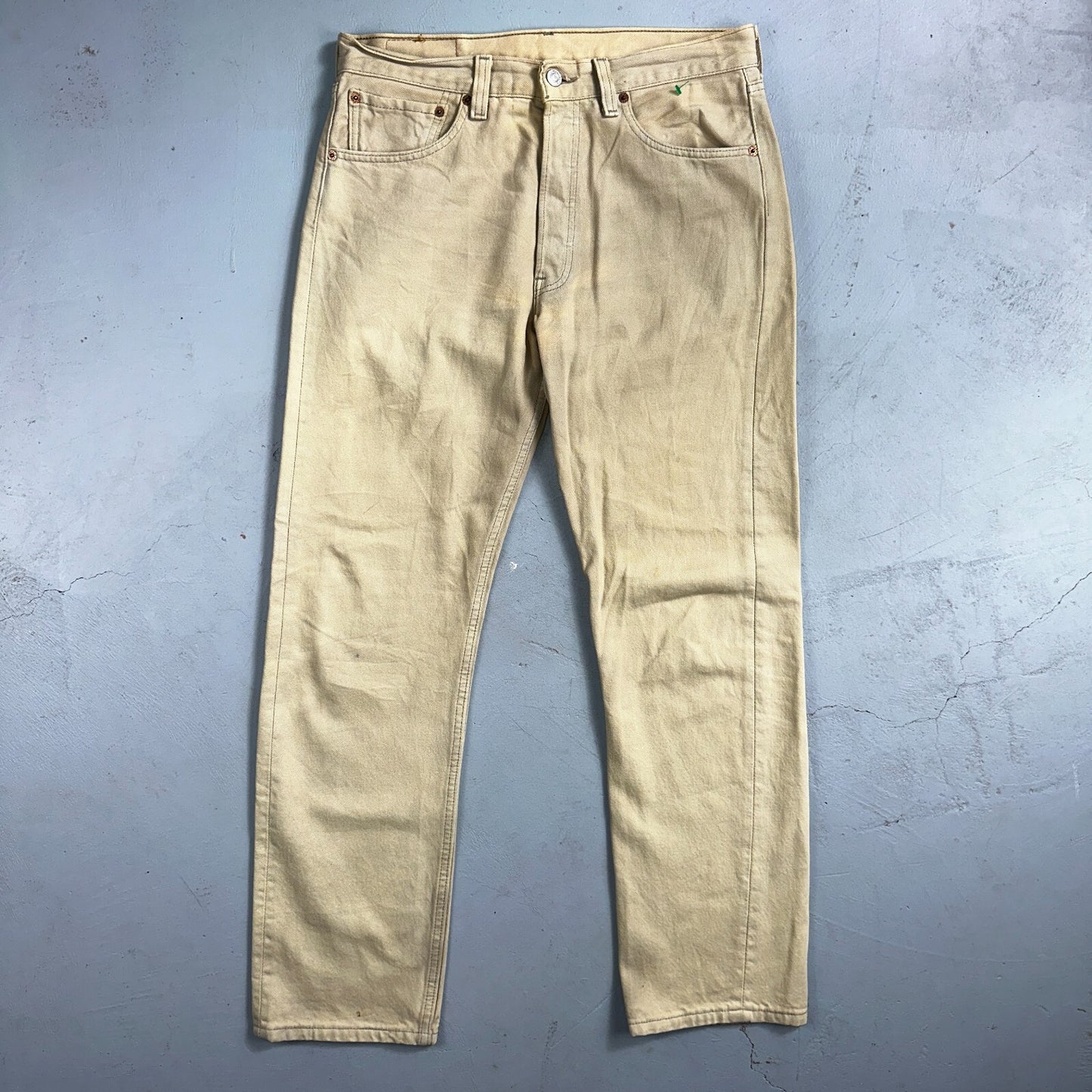 Levis 501 Vintage 90s USA XX Straight Leg Jeans Khaki Light Wash 31x30 Act 31x29