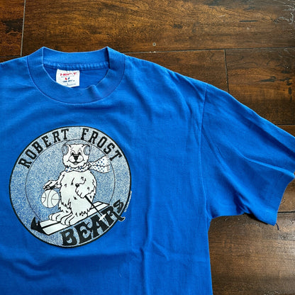 Robert Frost Bears Vintage T Shirt 80s Christmas Bear Basketball Ski Cute Winter