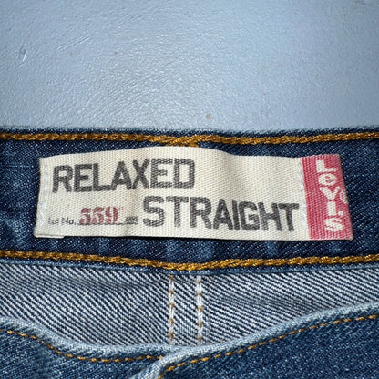 Levis 559 Relaxed Straight Fit Rugged Dark Blue VTG Y2K Denim Jeans Mens 36x32