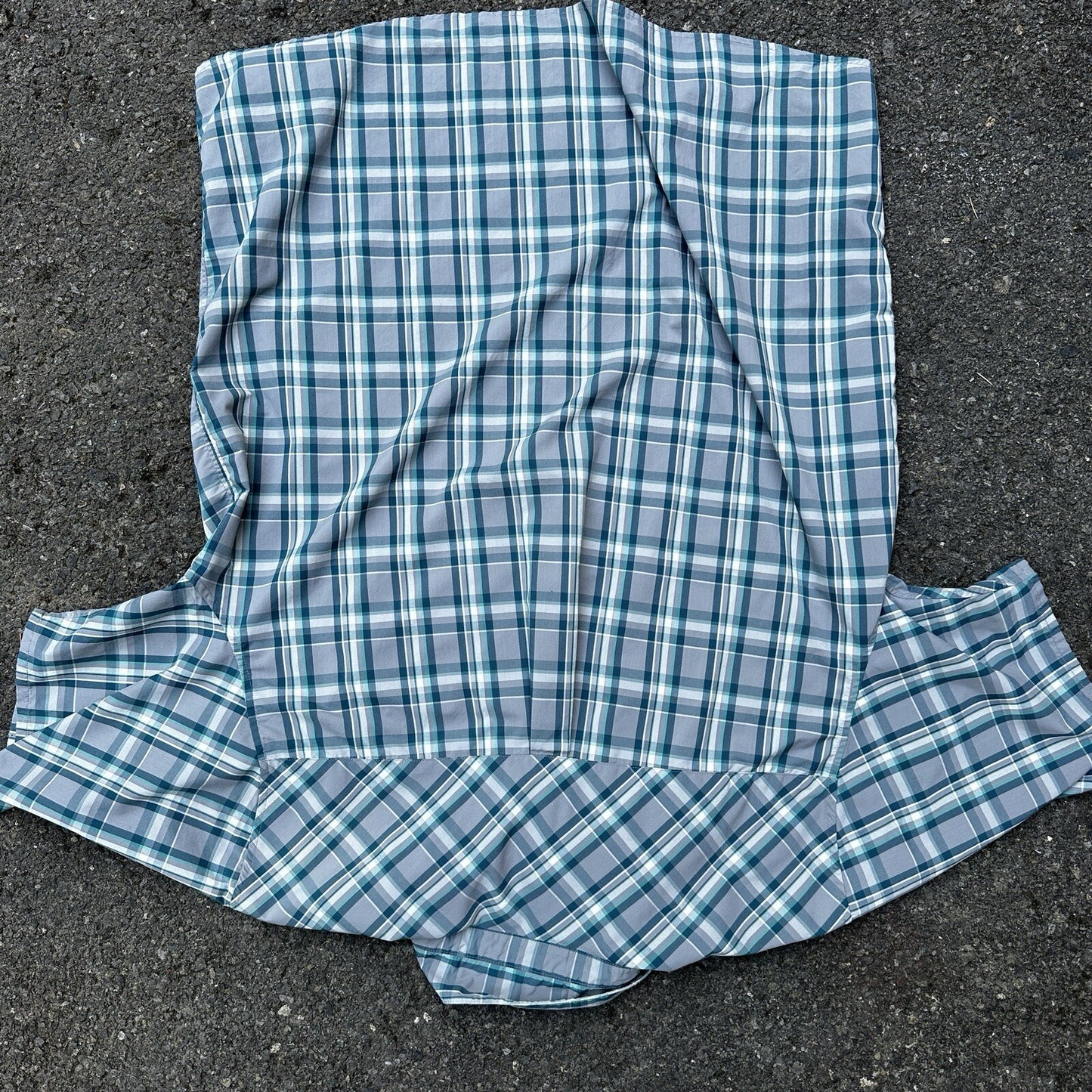 Patagonia Worn Wear Button Up Snap Shirt Short Sleeve Blue Gray Plaid Men Sz 2XL