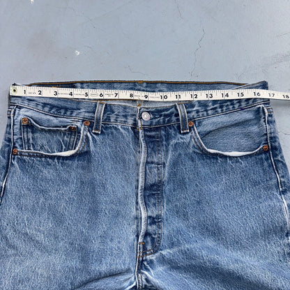 Levis 501 Vintage 90s USA XX Straight Leg Jeans Blue Light Wash 35x34 Act 33x31