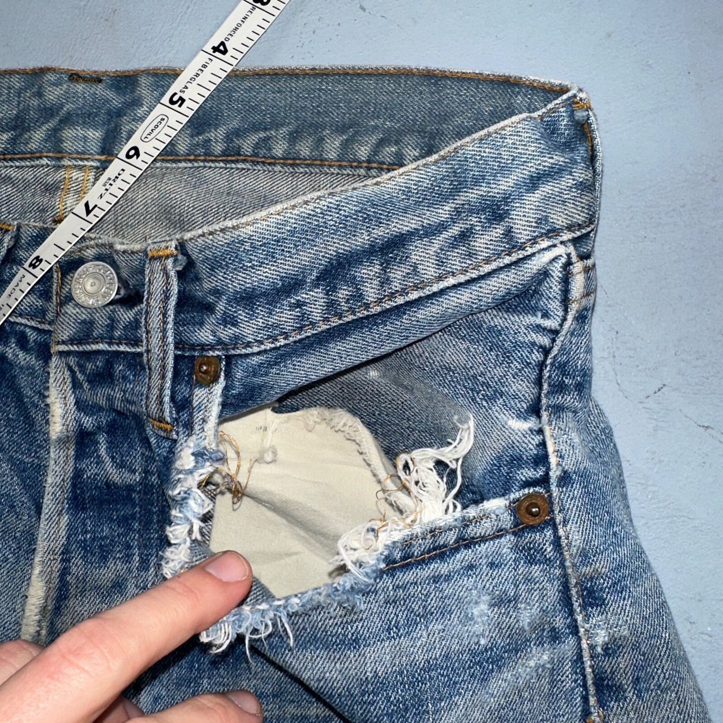 Levis 501 Vintage 70s SS Redline Selvedge USA 66 Jeans Thrashed 31x34 Act 29x30