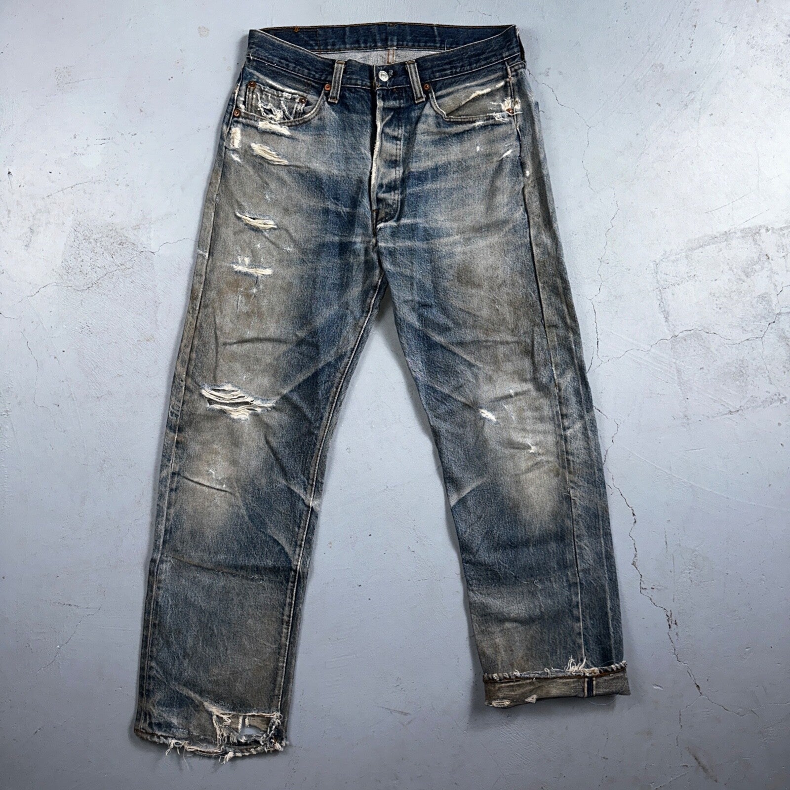 Levis 501 Vintage 80s Redline Selvedge USA XX Jeans Light Wash 34x34 Act 31x30