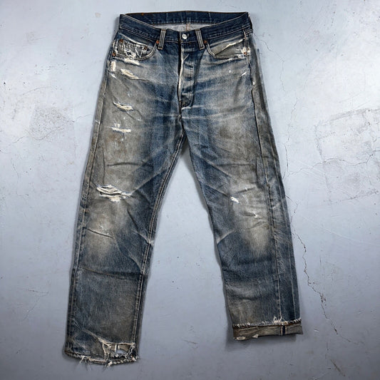 Levis 501 Vintage 80s Redline Selvedge USA XX Jeans Light Wash 34x34 Act 31x30