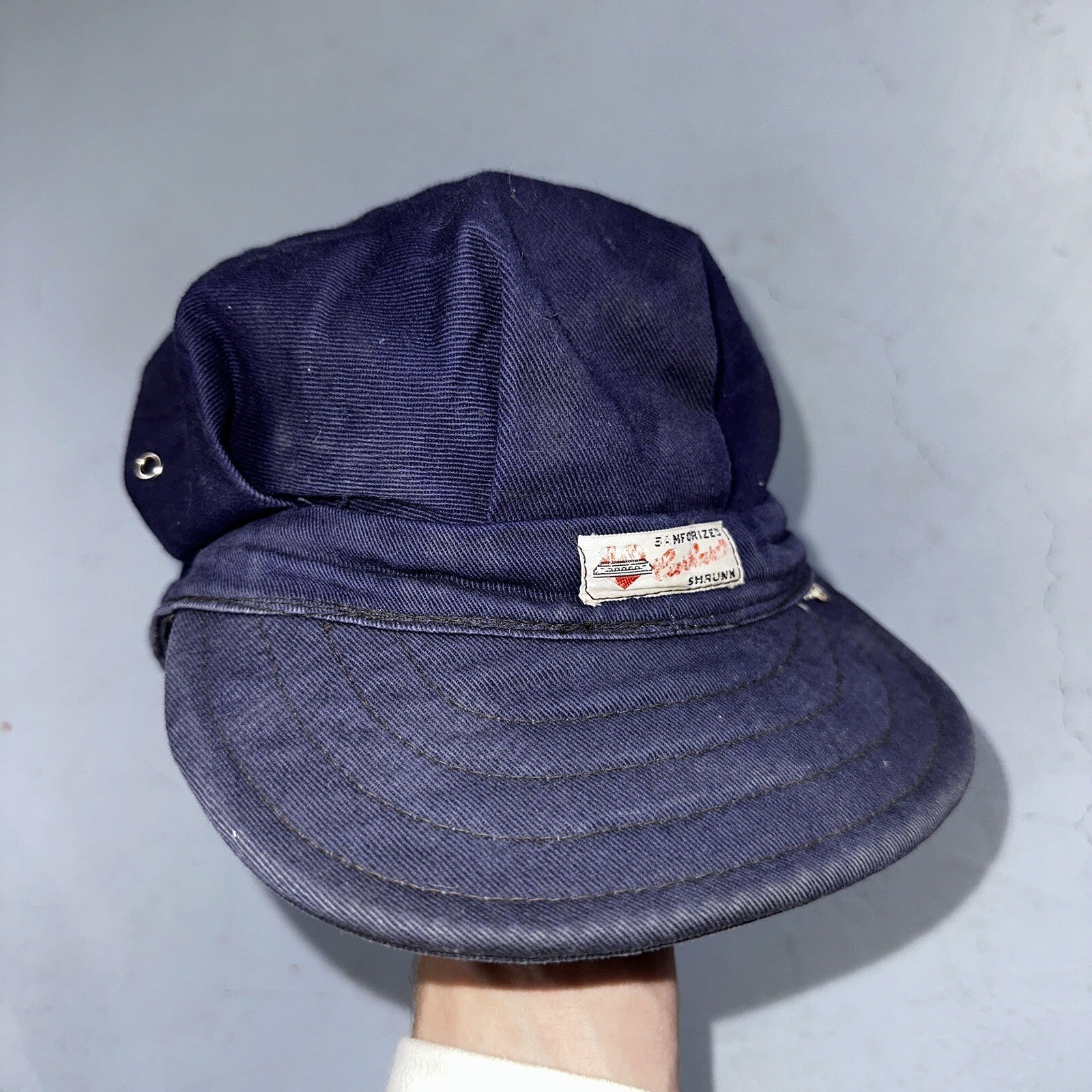 Vintage 1960s 60s Carhartt Union Workwear Engineer Cap Hat Conductor Heart Logo