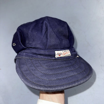 Vintage 1960s 60s Carhartt Union Workwear Engineer Cap Hat Conductor Heart Logo