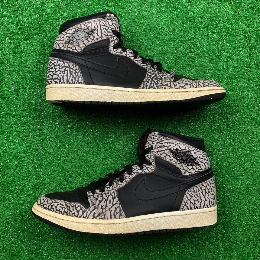 Nike Jordan 1 Retro High 839115-013 Black Cement Elephant Supreme 9 1985 Vintage
