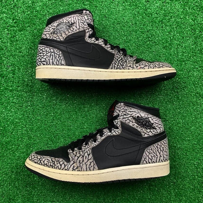 Nike Jordan 1 Retro High 839115-013 Black Cement Elephant Supreme 9 1985 Vintage
