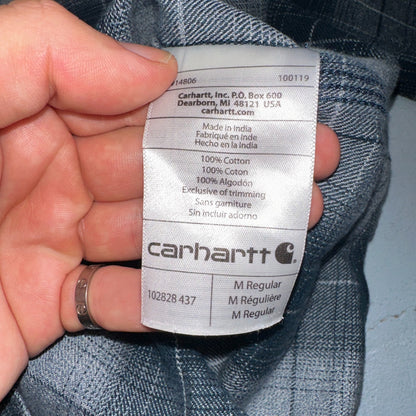 Carhartt M Regular Flannel Shirt Blue Down Grey Workwear Casual 102828 437