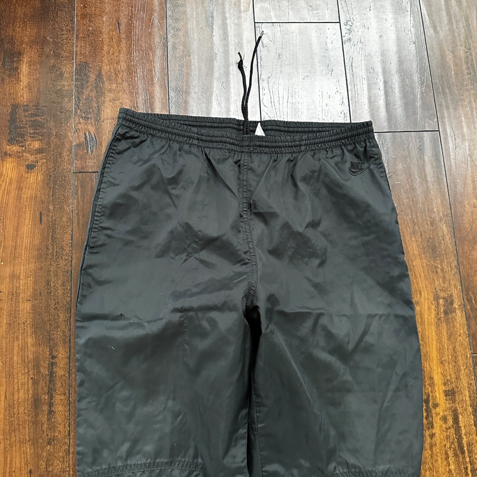 Nike VTG 90s Grey Tag Windpants Track Pants Ankle Zip Unlined Black M 1990s