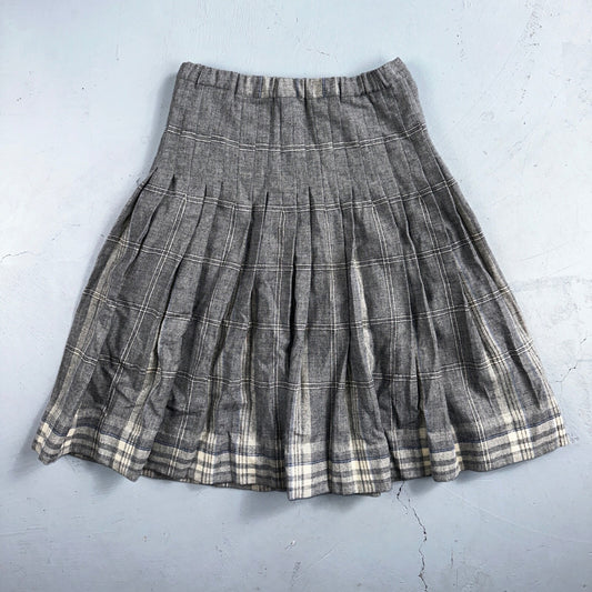 Gray Plaid Original Vintage Wool Pleated Skirt Rockabilly 1960s 50s 60s 26 Waist
