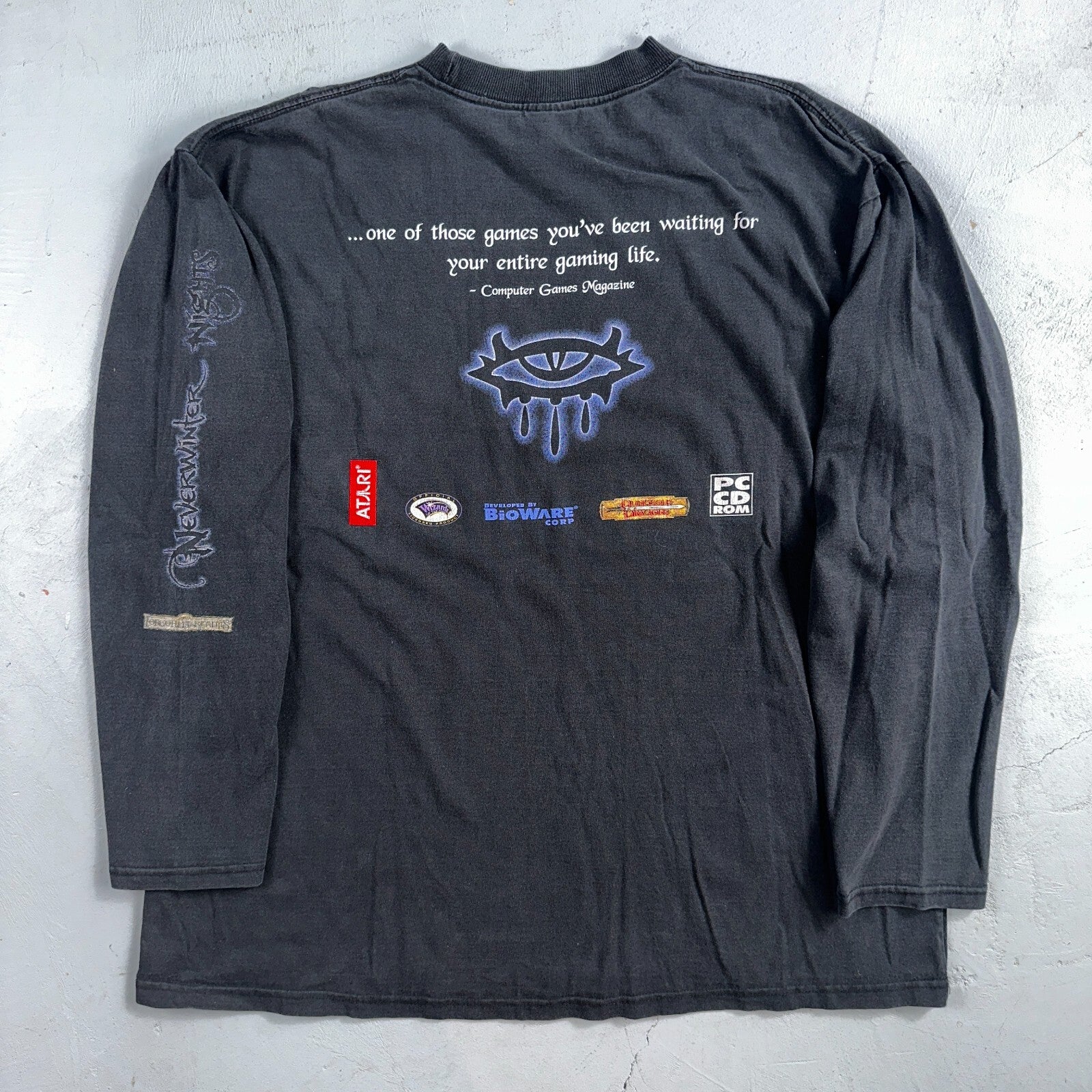 VTG Neverwinter Nights Faded Video Game Promo Shirt XL Atari Bioware WOTC Y2K 90