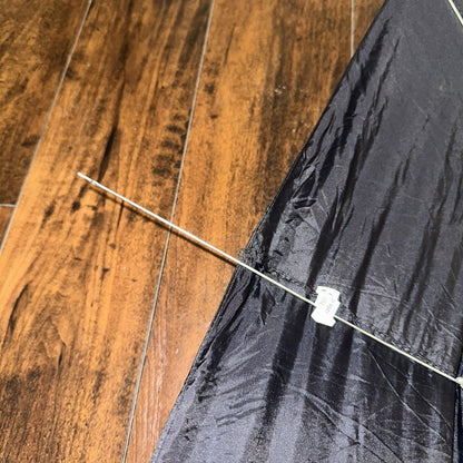 Vintage Telescoping Umbrella Leather Handle and Case 70s 80s Antique Black Basic