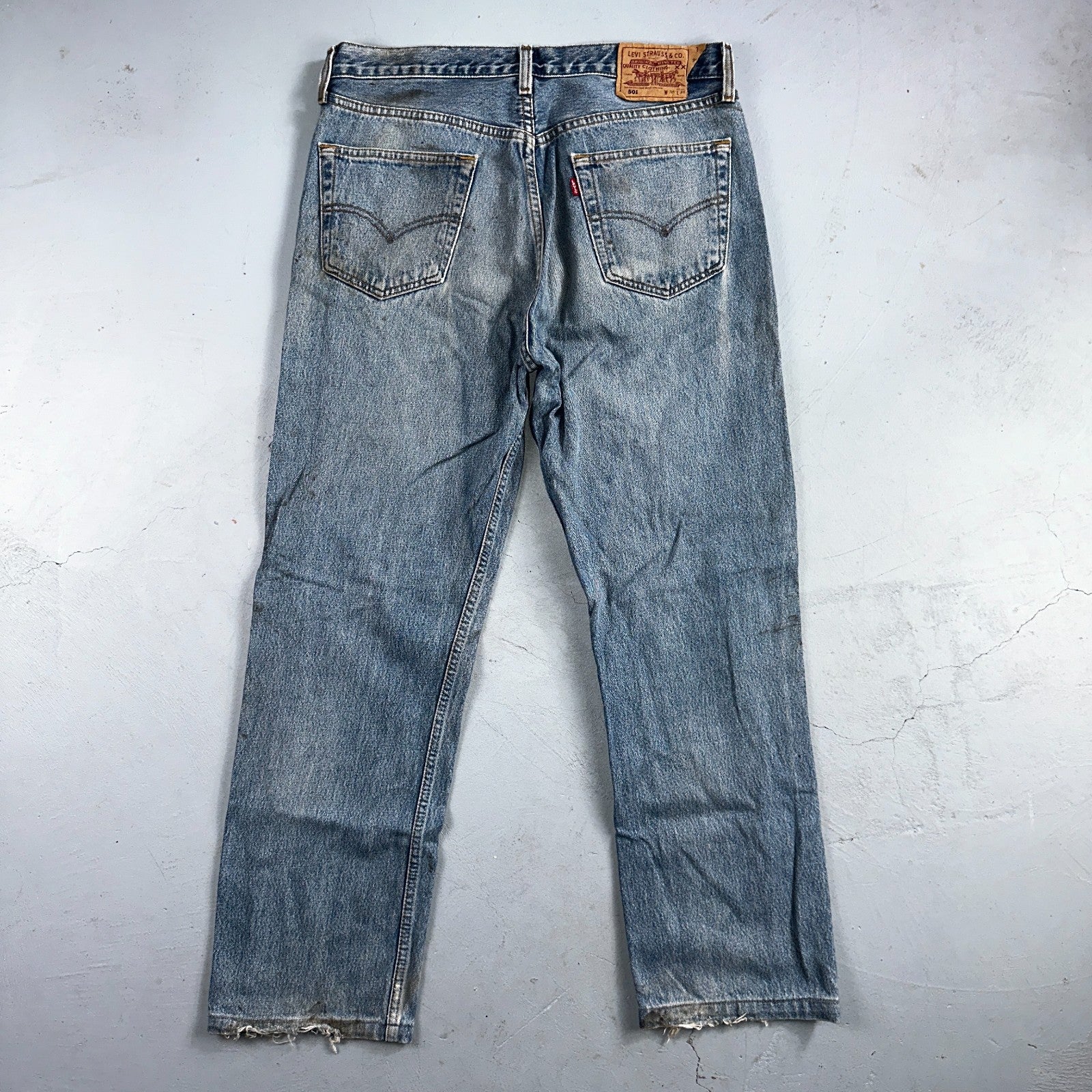 Levis 501 Vintage 90s Europe Straight Leg Jeans Blue Light Wash 36x36 Act 34x29