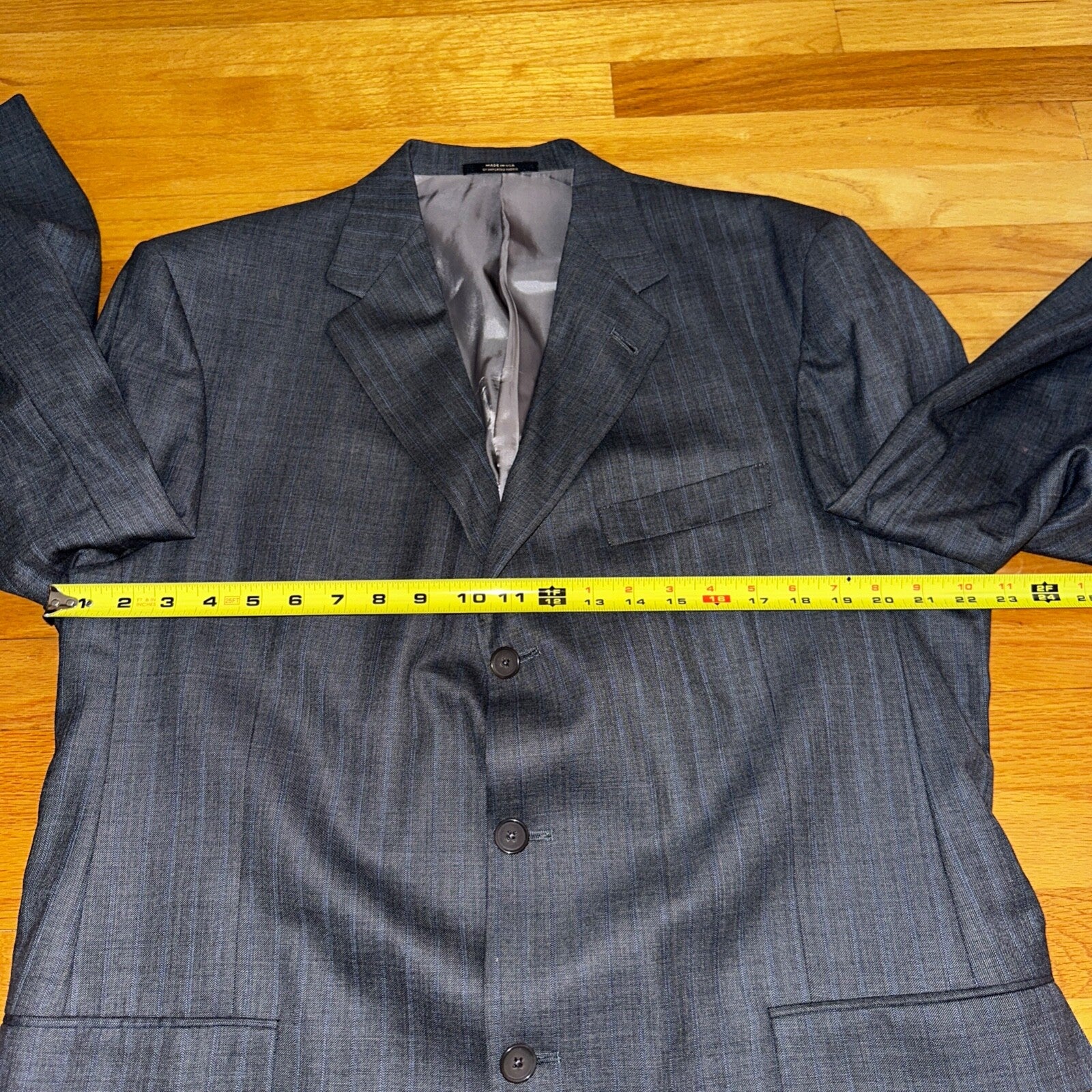 Hart Schaffner Marx Suit Mens 44L Gray Subtle Stripe Zignone USA Dillards 38x29