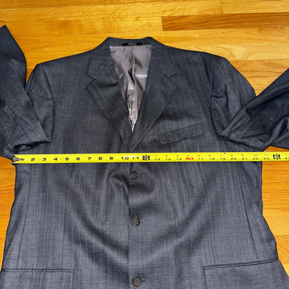 Hart Schaffner Marx Suit Mens 44L Gray Subtle Stripe Zignone USA Dillards 38x29