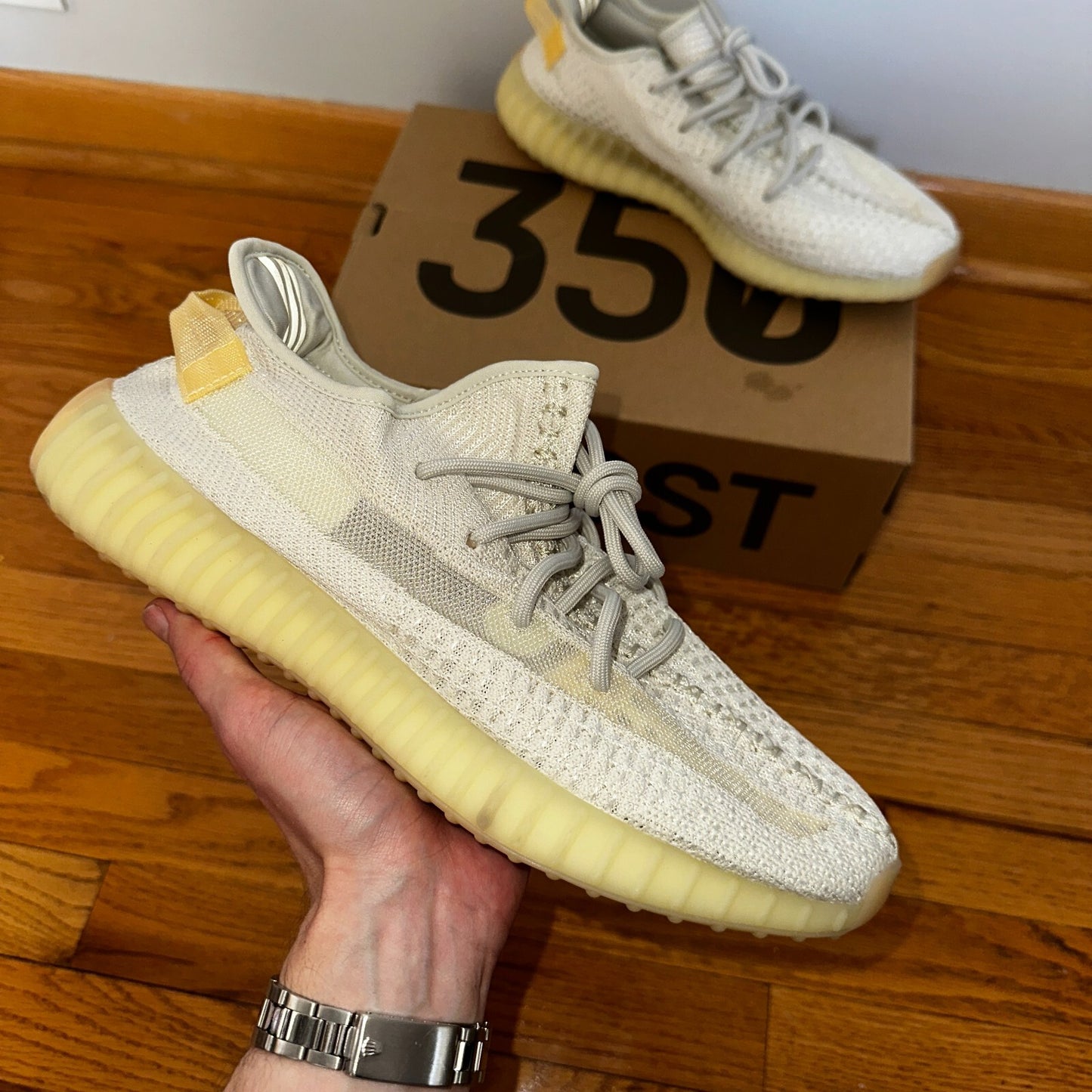 Adidas Yeezy Boost 350 V2 Low Light Size 11 With Box Lightly Worn White