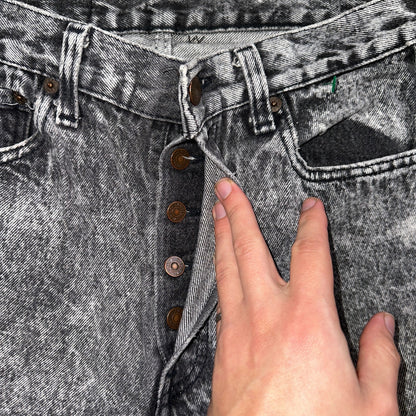 Levis 501 Vintage 90s USA XX Straight Leg Jeans Black Acid Wash 30x32 Act 28x31