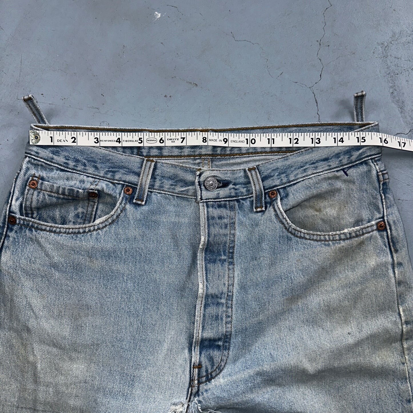 Levis 501 Vintage 90s USA XX Straight Leg Jeans Blue Light Wash 34x34 Act 32x32