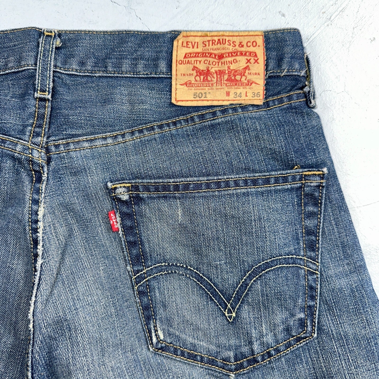 Levis 501 Vintage 90s XX Straight Leg Jeans Y2K Blue Med Wash 34x36 Act 33x35