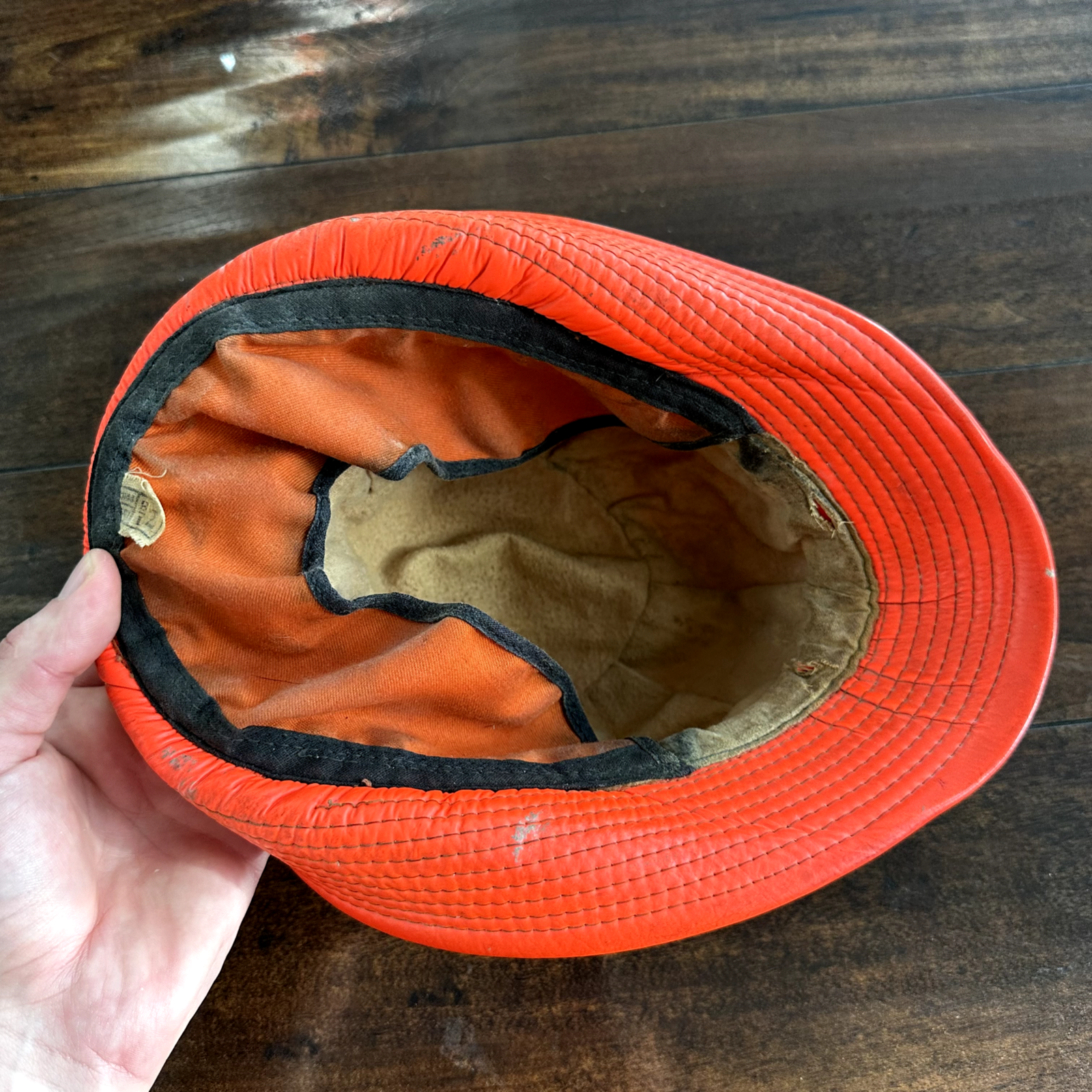 Vintage 1950s Fisherman Hunting Hat Cap Bucket Orange 7 1/8 WWII 50s 60s