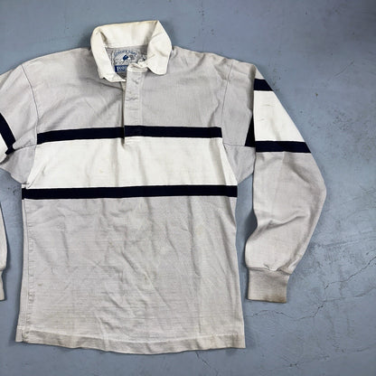 Vintage 90s Lands End Authentic Rugby Collard Striped Shirt Polo Men’s M USED
