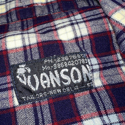 Vanson Flannel Shirt Plaid 1960s 1970s Rockabilly Black Red Grunge Wool Like Mat