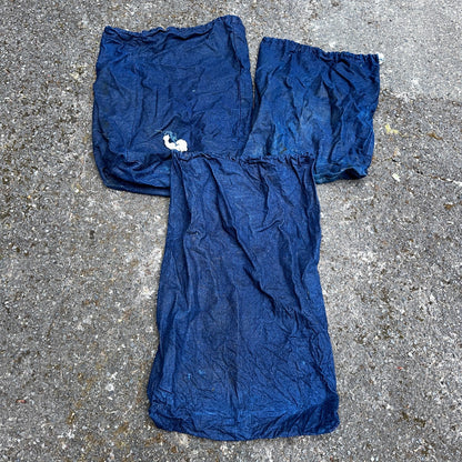 VTG 60s 50s Denim Blue Laundry Drawstring Faded Civilian Bag Lot of 3 USED