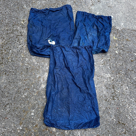 VTG 60s 50s Denim Blue Laundry Drawstring Faded Civilian Bag Lot of 3 USED