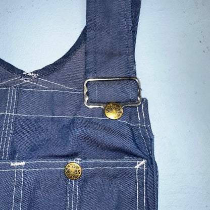 Vintage Sears Sanforized Denim Union Made Blue Jean Bib Overalls 36x28 60s