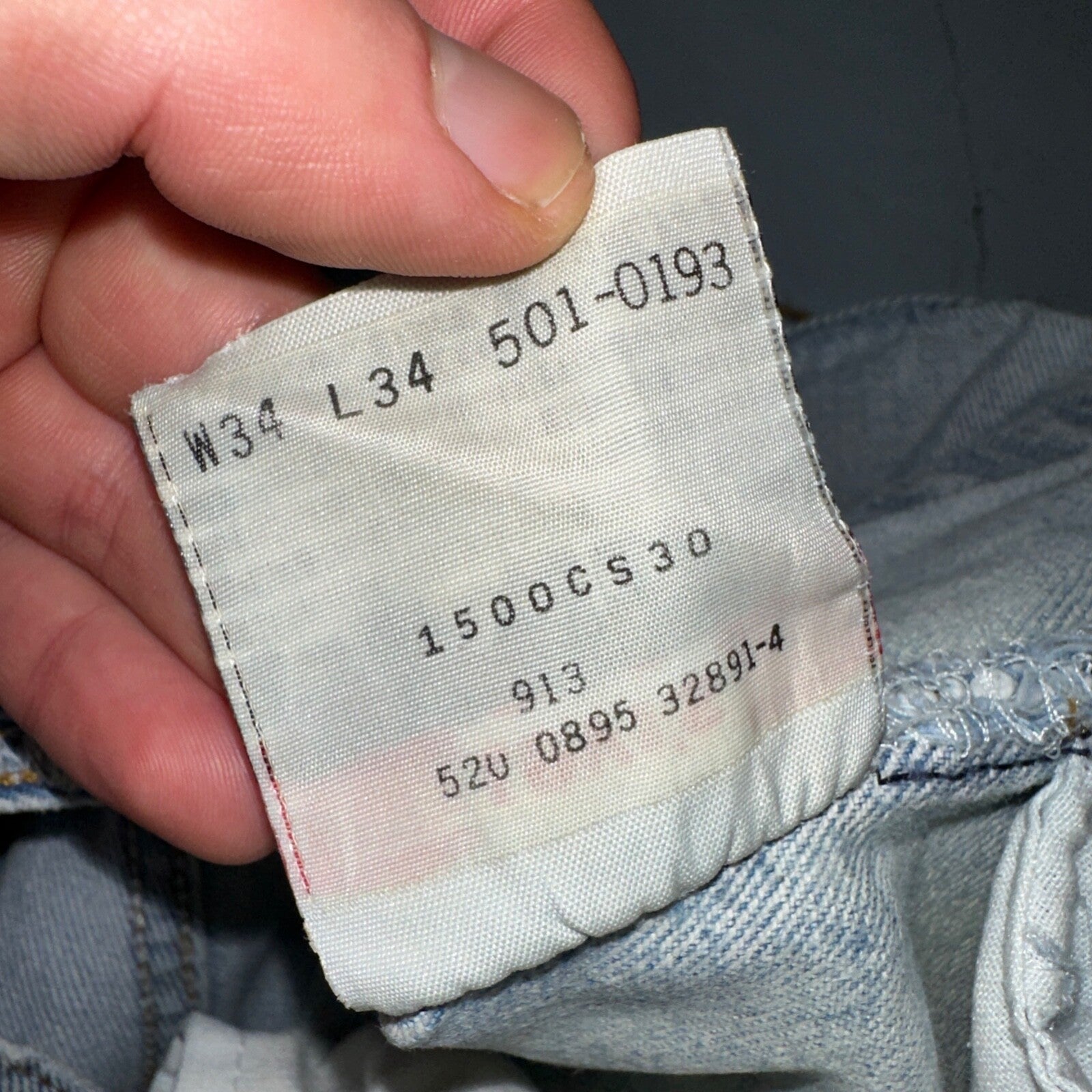 Levis 501 Vintage 90s USA XX Straight Leg Jeans Blue Light Wash 34x34 Act 32x32