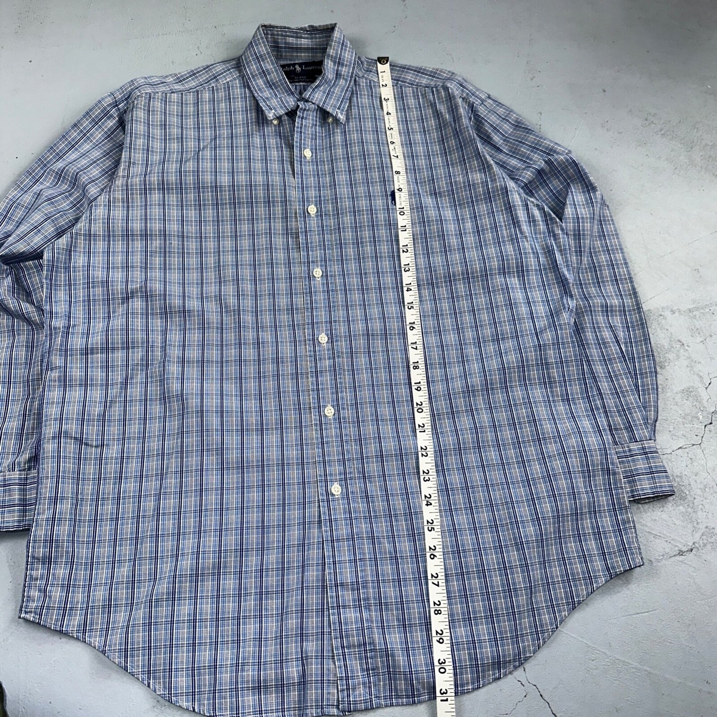 Ralph Lauren Polo VTG Button Down Shirt Men's M Blue Plaid Blake Two-Ply