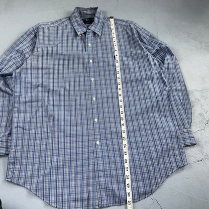 Ralph Lauren Polo VTG Button Down Shirt Men's M Blue Plaid Blake Two-Ply