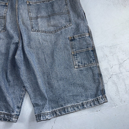 PCI PEAR CONNECTION Kenpa Blue Denim Baggy Skate Cargo Shorts Men Size 38 Y2K