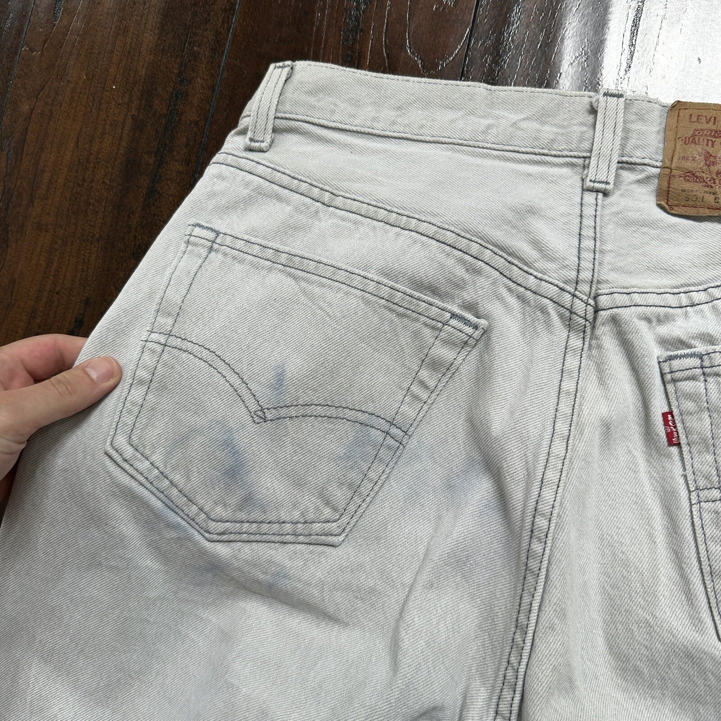 VTG 90s Levis 501 Button Fly 34x32 USA Tag Jeans Grey Wash XX Act 31x31