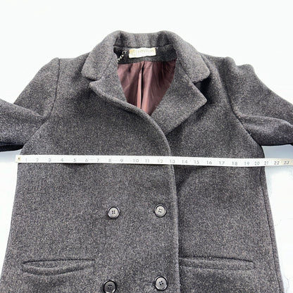 VTG Pavilion Petite Gray Coat  Womens  Double Breasted Long Trench Overcoat Sz L