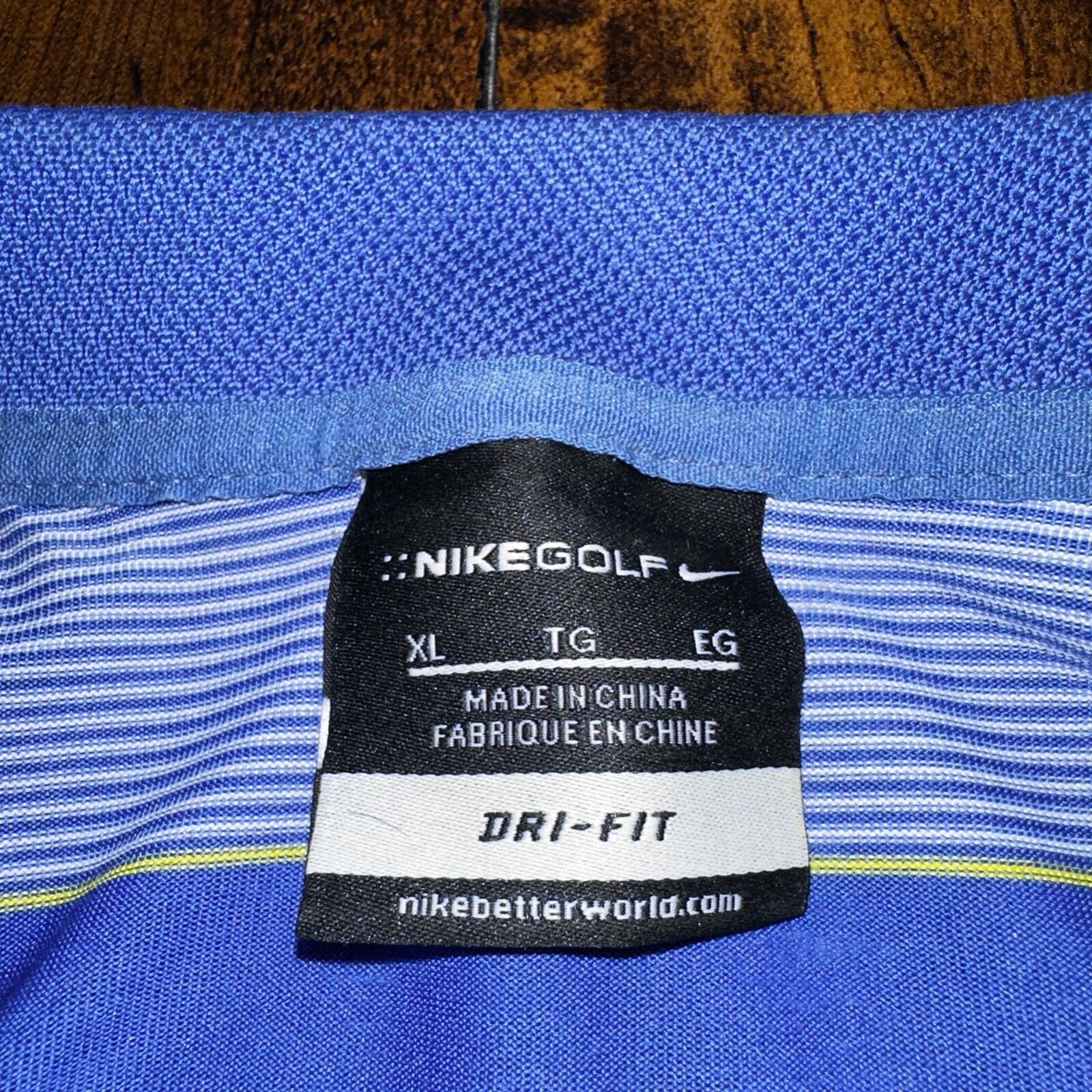 Nike Golf Purple Stripe Vintage Style T Shirt Dri Fit XL Tiger Woods Summer