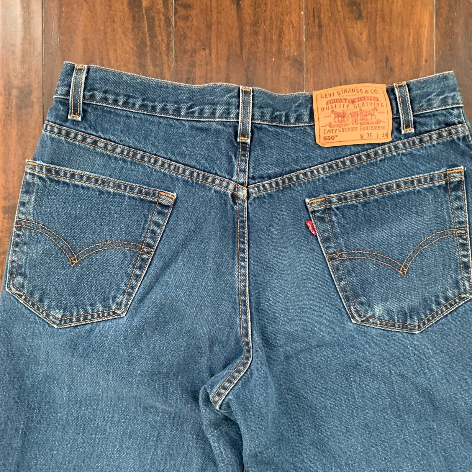 Levis 550 Vintage 90s Relaxed Fit Blue Denim Jeans Size 36X34 Act 33x32