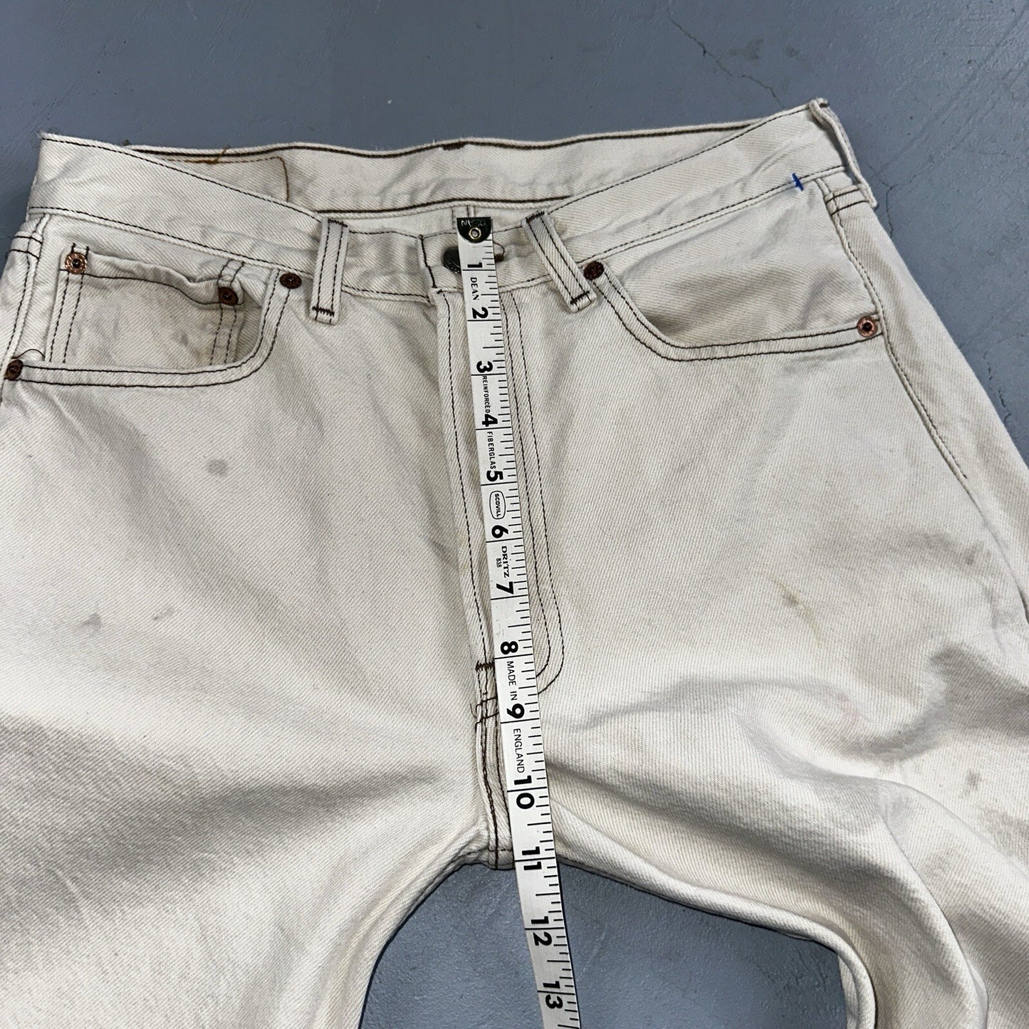 Levis 501 Vintage 90s USA XX Straight Leg Jeans White Stained 32x34 Act 30x33